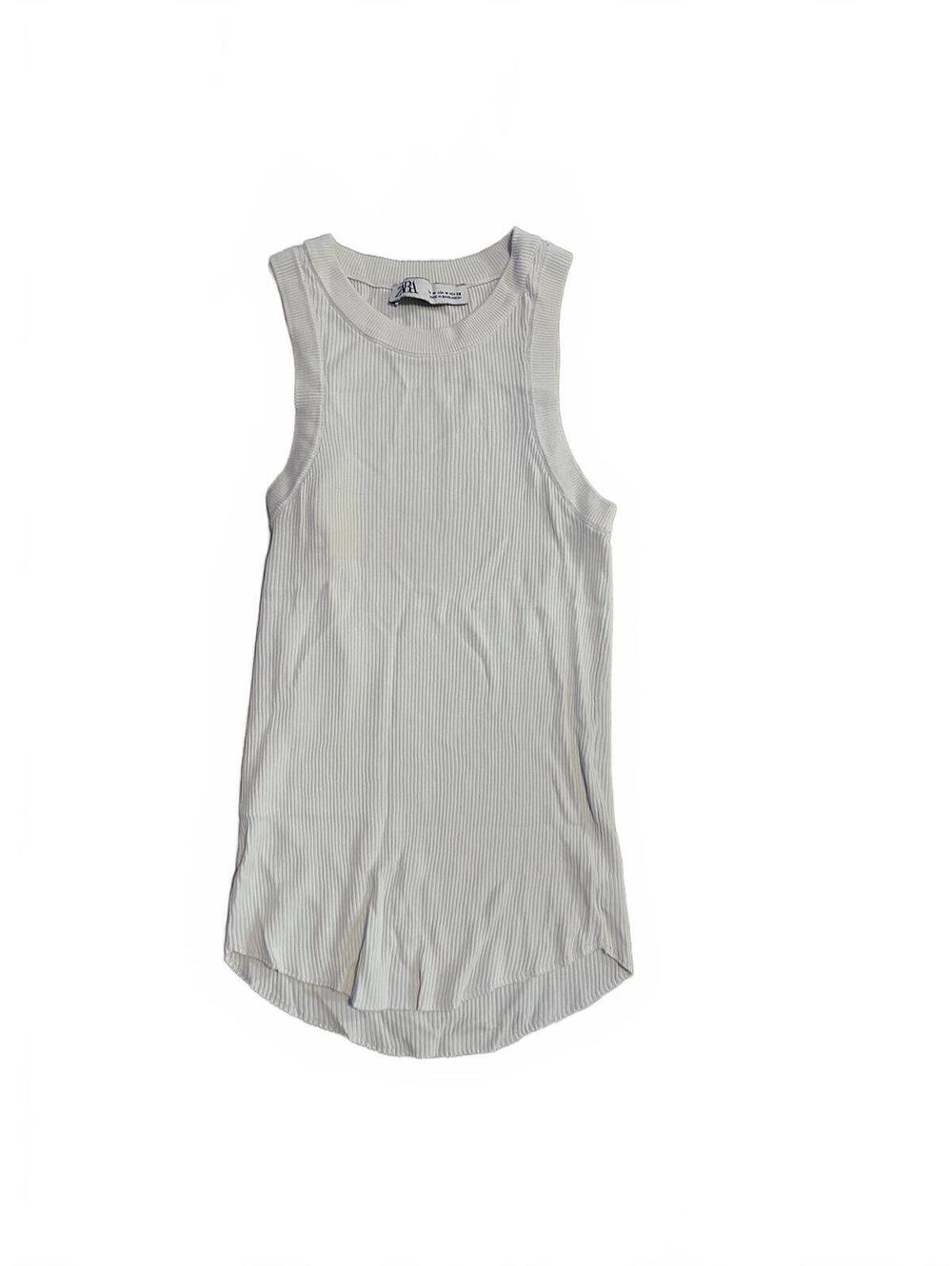Zara Ribbed Cream Sleeveless Tank Top Size M